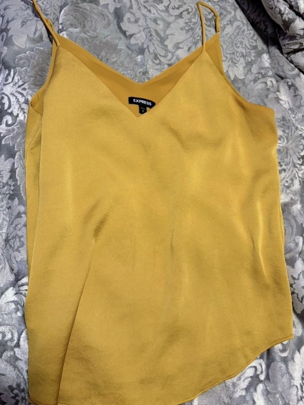 Express Yellow V-Neck Satin Cami Tank